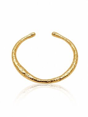 Gold Textured Open Cuff Bracelet
